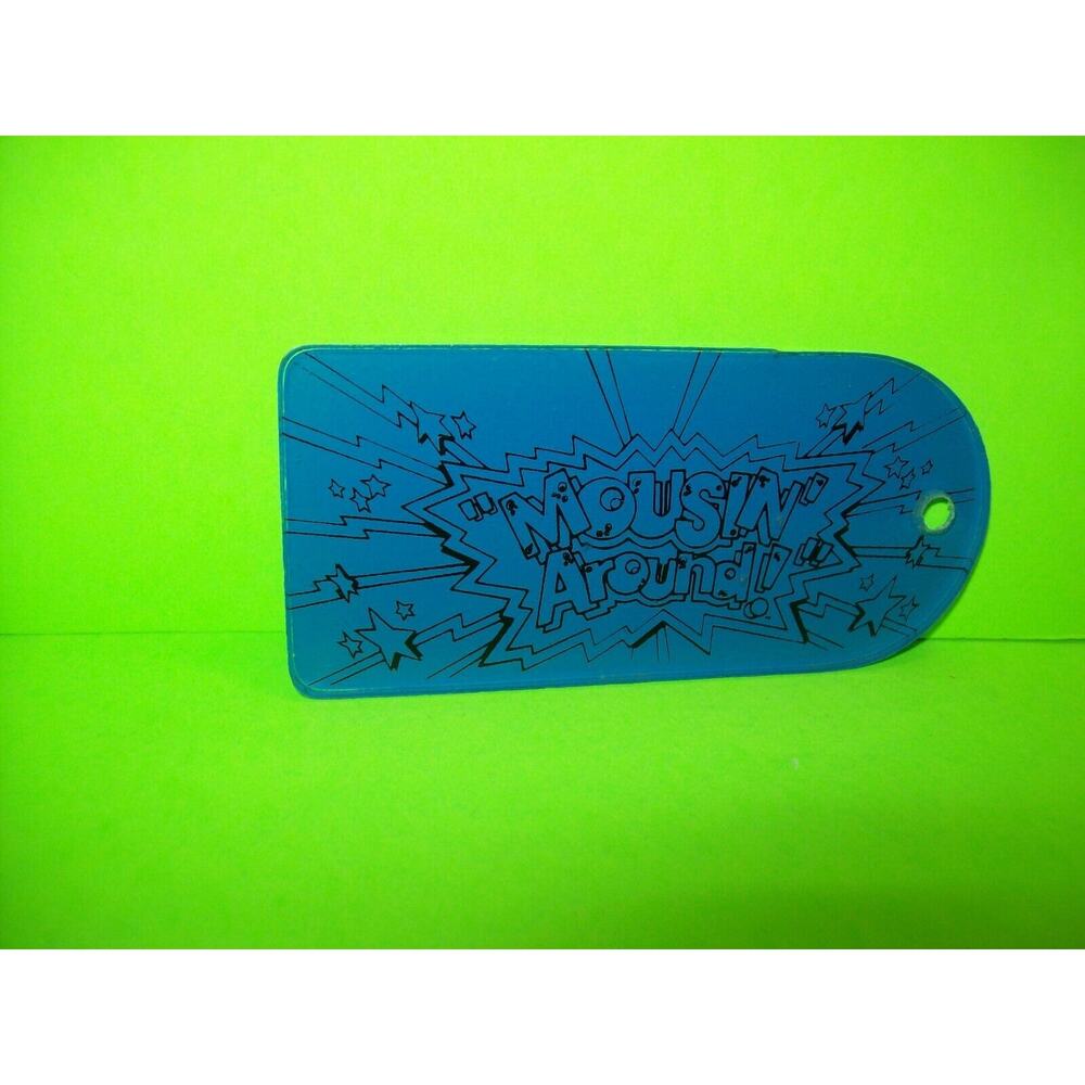 Mousin Around Pinball Machine Plastic Key Chain Retro Game Promo Blue Logo 1989